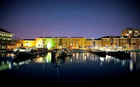 Beautiful - lights, boat, beautiful, architecture, ships, nature, colorful, port, water, ship, buildings, night, peaceful, sky, houses, reflection, sea, colors, boats, marina