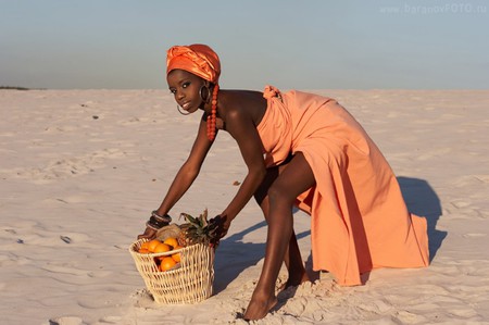 Collect Fruits - beauti, white, female, woman, sand