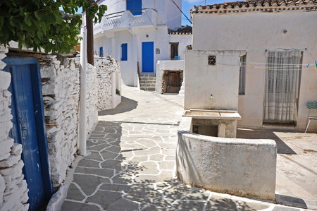 At noon - village, quiet, white, blue, noon