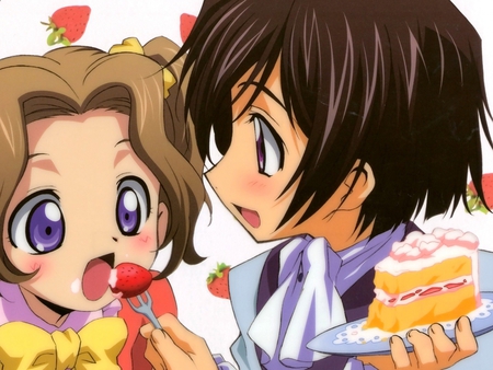 Cake - cake, lelouch, nunnely, anime girl, code geass, cute