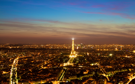 Parisian Dusk - city, architecture, dusk, lights