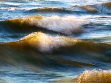 I love waves - white, water, foam, blue, rolling, waves, gold, ocean