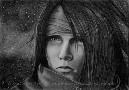 Black n White: Vincent Valentine - hero, fantasy, smart, black and white, eye, hair, guy, vincent valentine