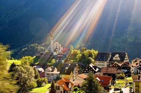 Rays Flooded - village, house, forest, rays