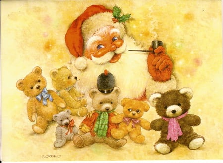 Santa's Inspection - christmas, santa, holiday, bears