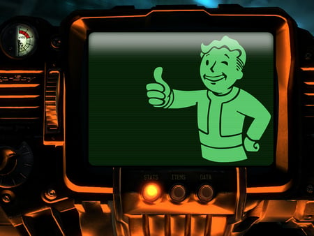 Orange Pipboy w/Green Screen - green, fallout, fallout 3, orange, pipboy