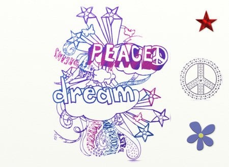 Peace Dream in white - white, stars, flower, dream, peace