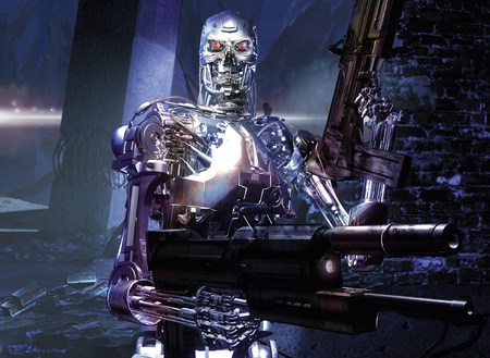 Terminator - game, 3d, future, robot, weapons, scene, cg