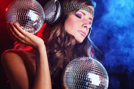 Disco Ball 5600x3700 - female, blue, ball, girl, disco, music, headphones, hand, woman, young