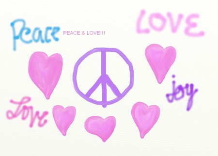 Peace, Love & Joy - heart, airbrush, love, pink, joy, peace, purple, graffiti, teal, texture, hearts