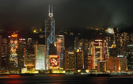 Hong Kong Harbour - hong kong, harbour, night, lights