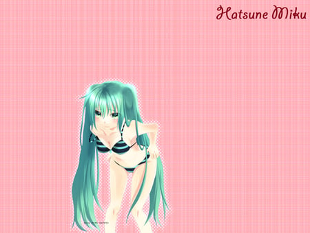 Hatsune Miku - beauty, hot, twintail, pretty, anime, miku, swinsuit, cute, hatsune miku, sexy, blue eyes, vocaloids, blue hair, hatsune, vocaloid, blue, beautiful, pink, bikini