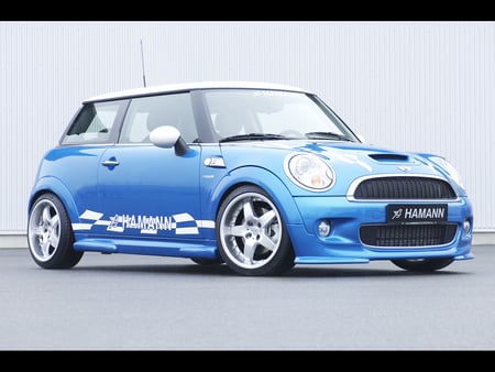 blue mini cooper - cars, race, cart, blue