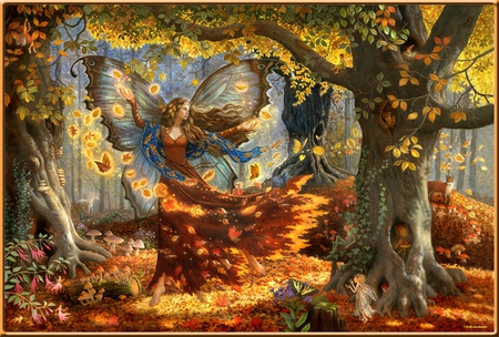 Fall fairy - abstract, fall, leaves, fairy, fantasy, fall season