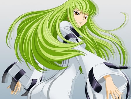 C.C - anime girl, cute, green hair, sexy, code geass