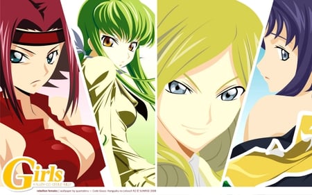 Rebellions Girls - milliy ashford, anime girl, kallen kozuki, cc, karen stadfeld, cute, sexy, code geass