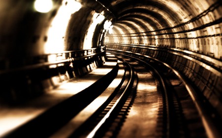 Metro Tunnel - train, art, abstract, architecture, tunnel