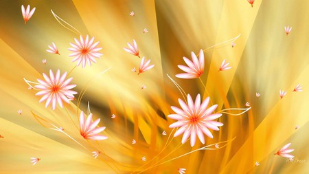 Rays of Beauty - flowers, abstract, yellow, rays, swish, gold, firefox persona