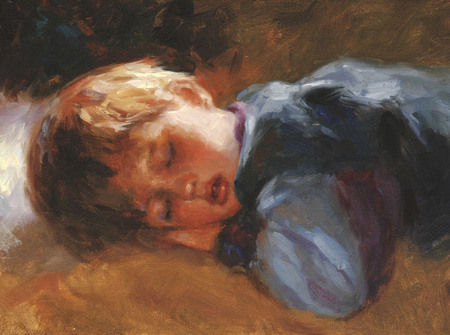 Sweet Dreams - painting, sleeping, dreams, boy