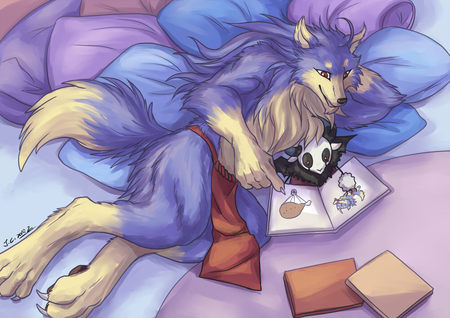 furry - furry, wolf, purple, book