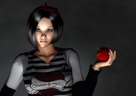 Woman - woman, black, apple, 3d