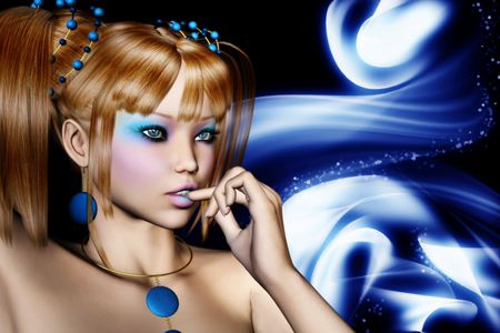 Woman - woman, blue, 3d, beautiful