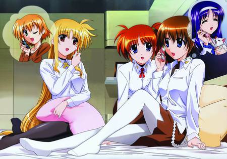 Girl's Talk!! - nanoha, fate, mahou shoujo lyrical nanoha, anime, hayate