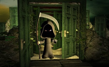 Affraid? - affraid, green, door, 3d