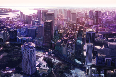 Anime City - houses, building, scenic, buildings, skyscrapers, home, skyline, scenery, city, anime, architecture, house, scene