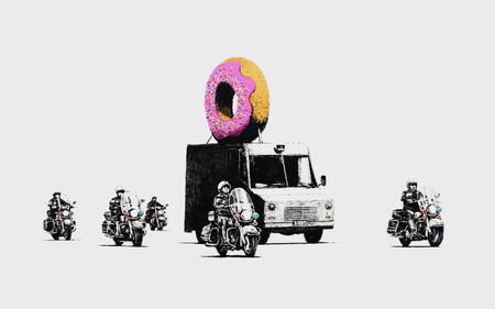 Banksy, Donut - donut, banksy, graffiti, cops, art, street art