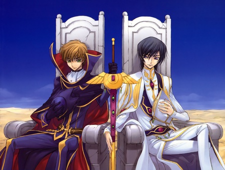 Suzake and Lelouch - emperer, lamperouge, anime, suzake, zero, lelouch, code geass