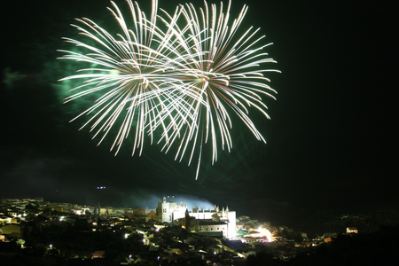 Fireworks in Guadalupe - guadalupe, spectacular, night, fireworks, monastery