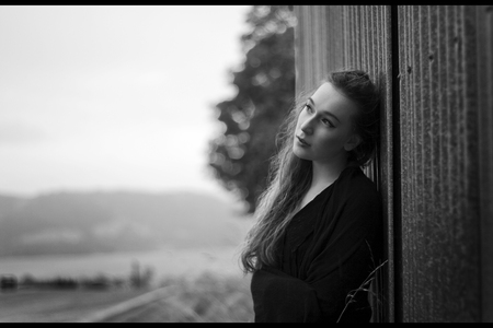 Dark Horizon - abstract, wondering, beautiful, photography, model, leaning, wall