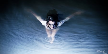 Death is an Angel - bloody, water, model, beautiful, goth, photography, floating, abstract