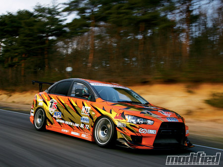 evo X - dashing, colored, modified, speedy