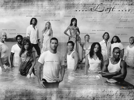 Lost�s Cast - black and white, tv, actors and actresses, serie