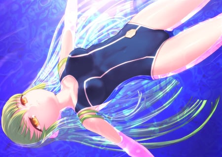 C.C - anime girl, water, cc, pool, cute, code geass