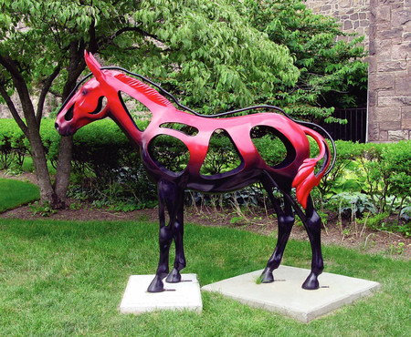 Statue In Front Of The Mule Museum - statue, mule, museum, red