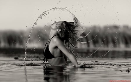 Woman in water - water, people, woman, hair