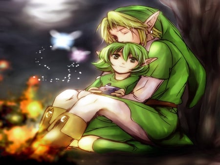 true love - women, female, girl, video game, videogame, fire, nintendo, zelda, link, fairy, cute, saria