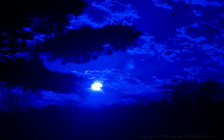 Blue sky - clouds, night, blue, sky