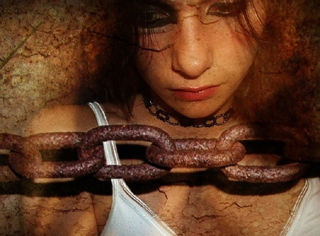 Venus in Chains - chain, girl, fantasy, abstract