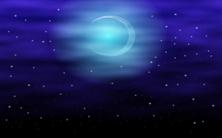 AQUA LIGHTING MOON - sky, aqua, moon, lighting, stars, blue