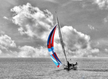 Sailing Away - wind, water, sea, ocean, sailboat