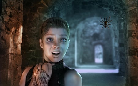 Arachnophobia - abstract, girl, 3d, spider, fantasy