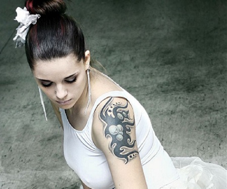 Dancer at Rest - rest, girl, dancer, tattoo