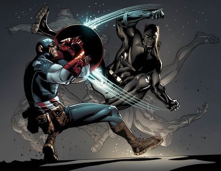 Captain America vs Black Panther - comic, fight, characters, fantasy, book