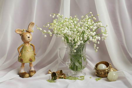 Bunny - still life, bunny, glass, vase