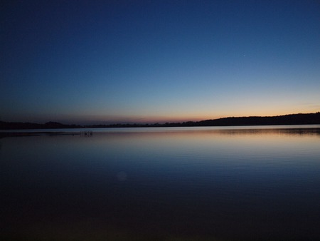 sunset - poland, lake, sunset, blue