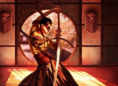 Matsu Fumiyo - steve argyle, lion clan, katana, girl, l5r